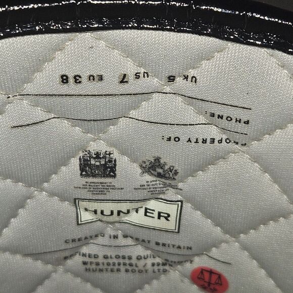 HUNTER Refined Gloss Quilted Rubber Rain Boots Mid Calf US 7 EU 36 Cream - Picture 5 of 15